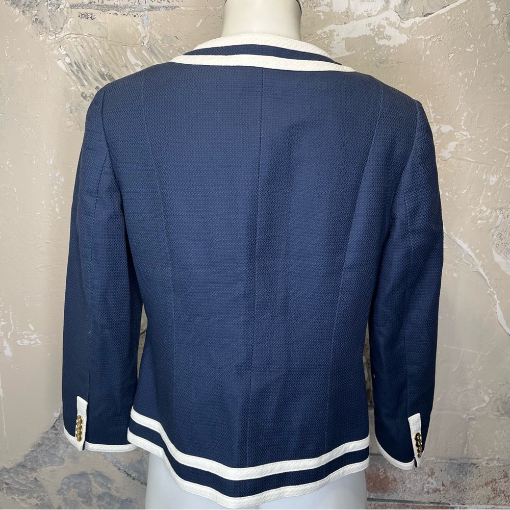 Pendleton 8 Button Up Jacket Navy Blue White Trim… - image 4